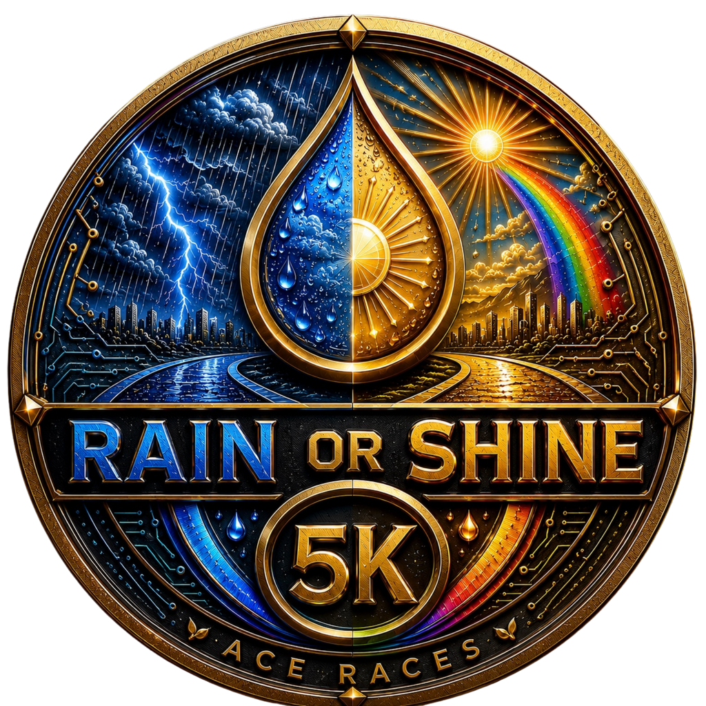 Rain or Shine 5K transparent digital challenge badge