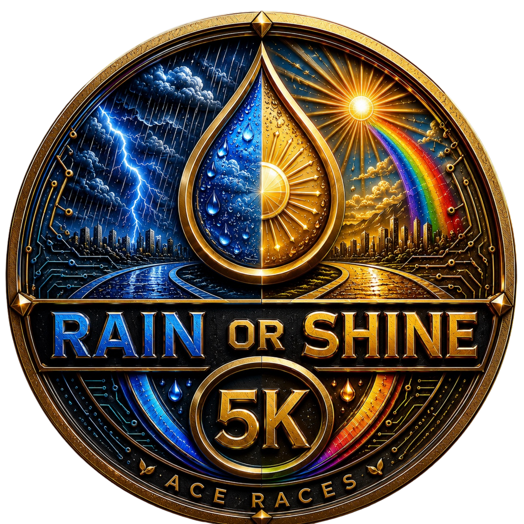 Rain or Shine 5K transparent digital challenge badge