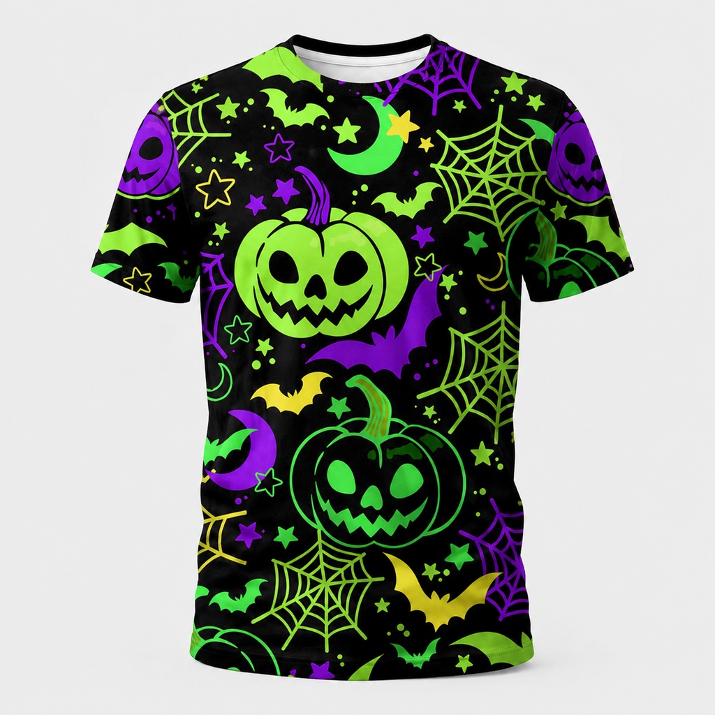 Rainbow Pumpkin Halloween technical running T-shirt front product image