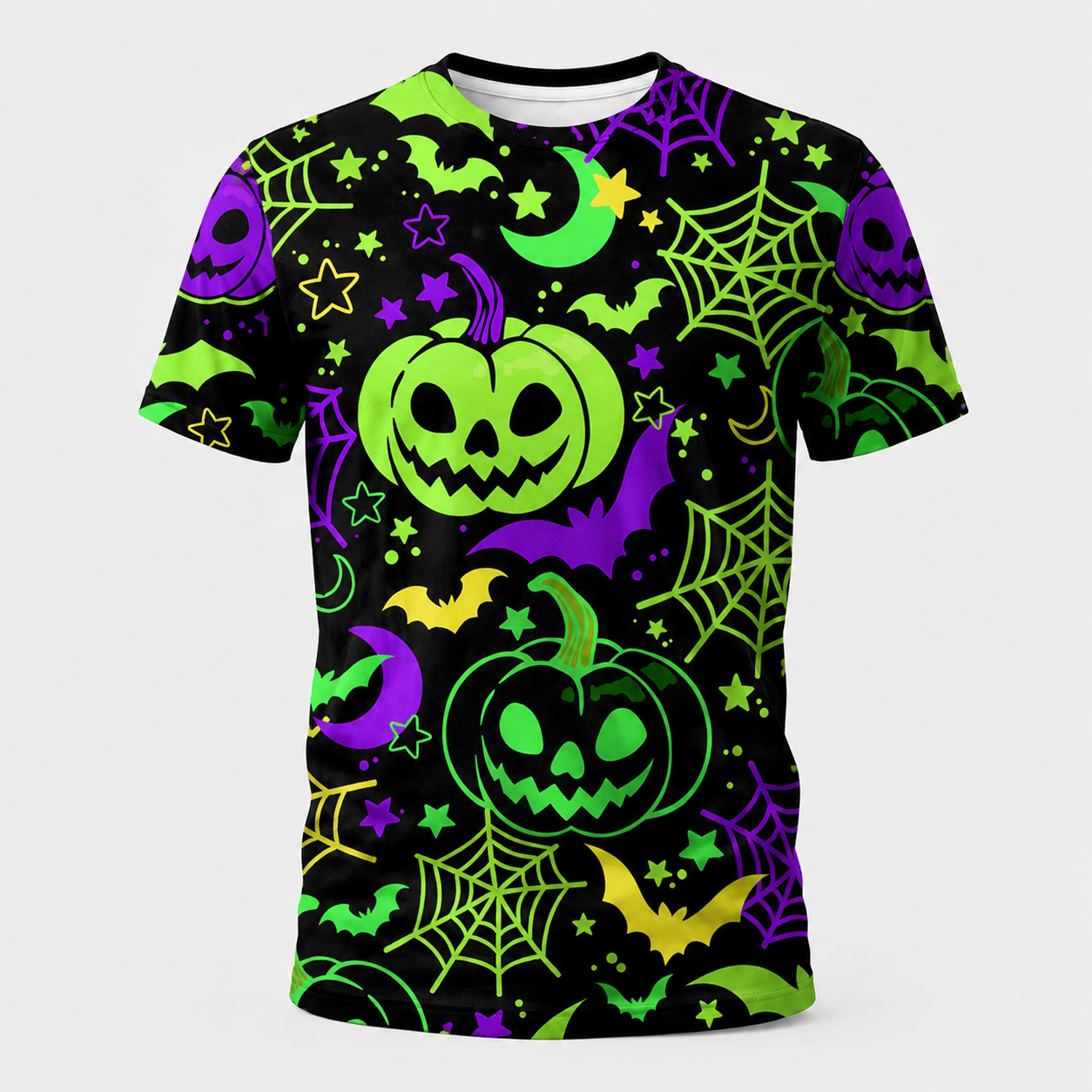 Rainbow Pumpkin Halloween technical running T-shirt front product image