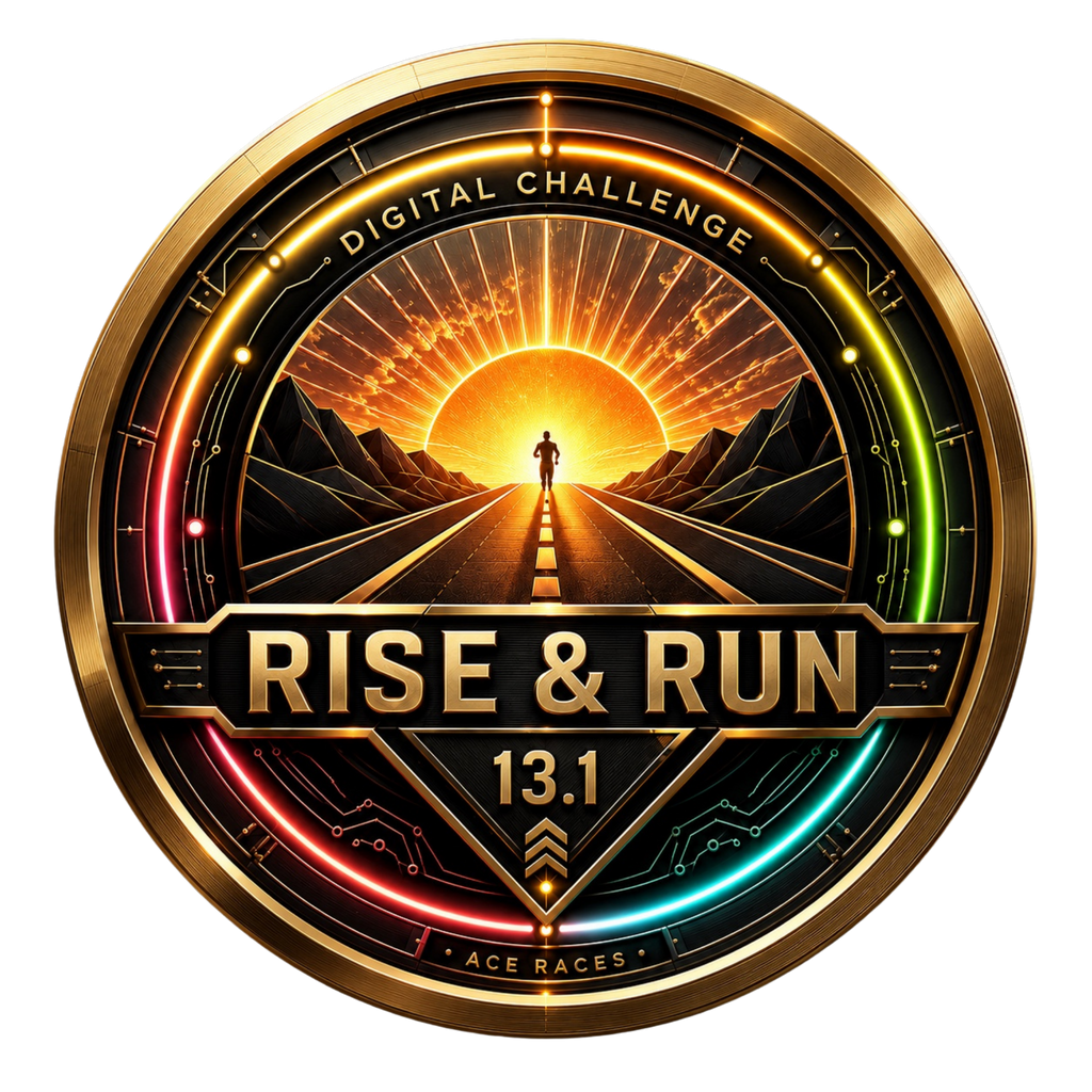 Rise & Run 13.1 transparent digital challenge badge