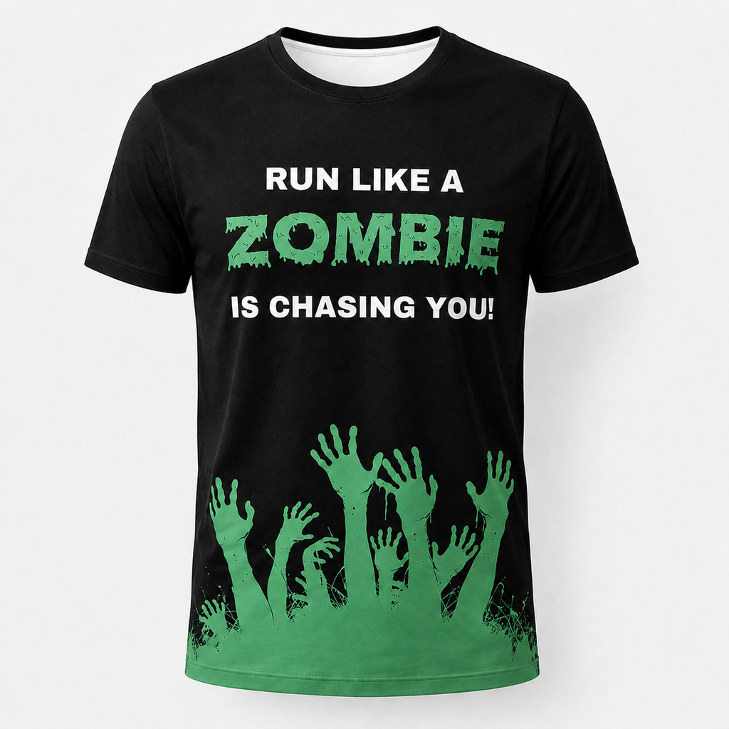 Run Like A Zombie Is Chasing You Halloween technical running T-shirt front product image