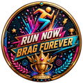Run Now, Brag Forever Marathon transparent digital challenge badge