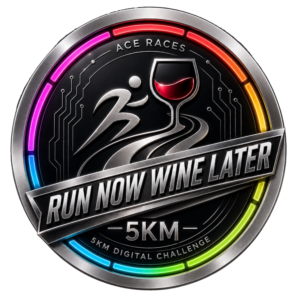 Run Now Wine Later 5KM transparent digital challenge badge