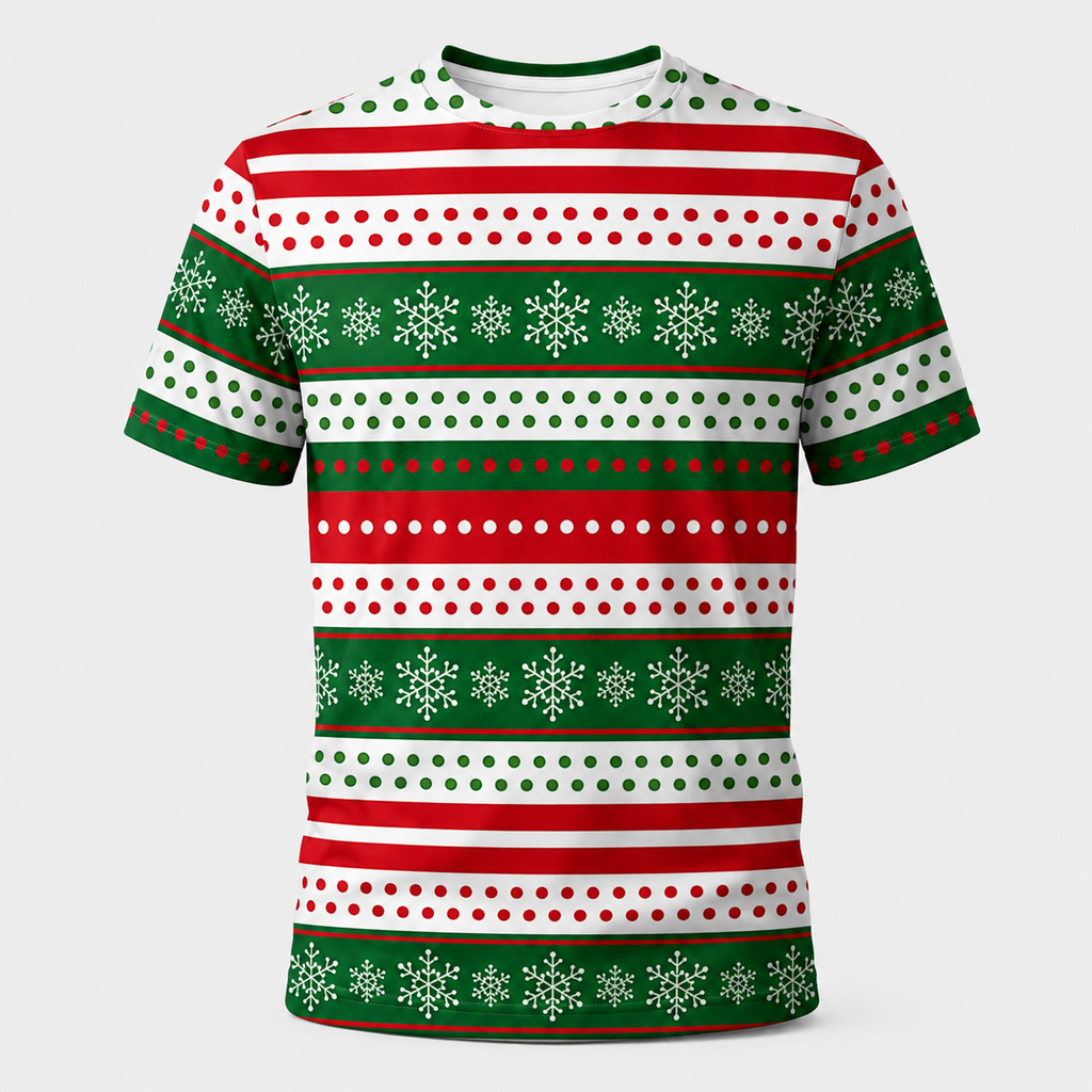 Stripes Christmas technical running T-shirt front product image