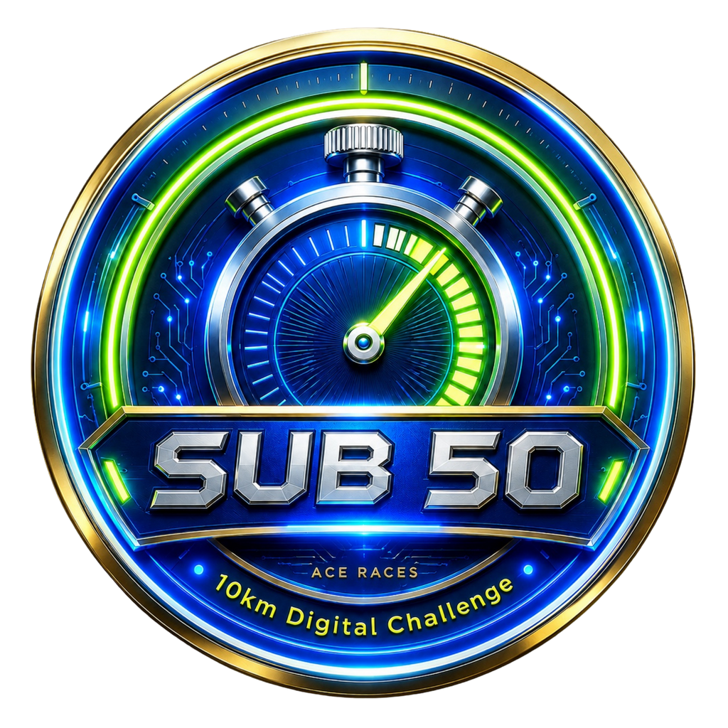 Sub 50 10km transparent digital challenge badge