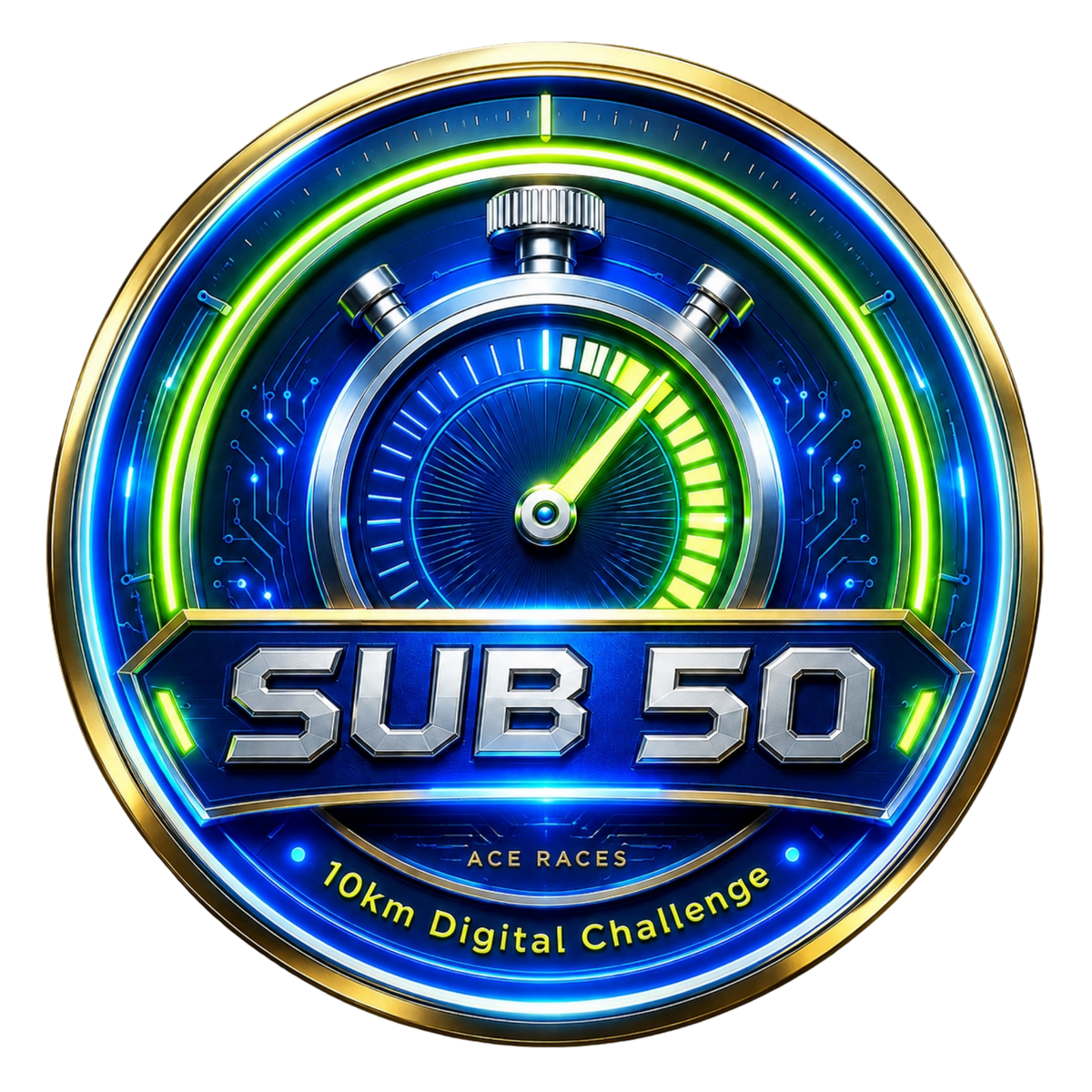 Sub 50 10km transparent digital challenge badge