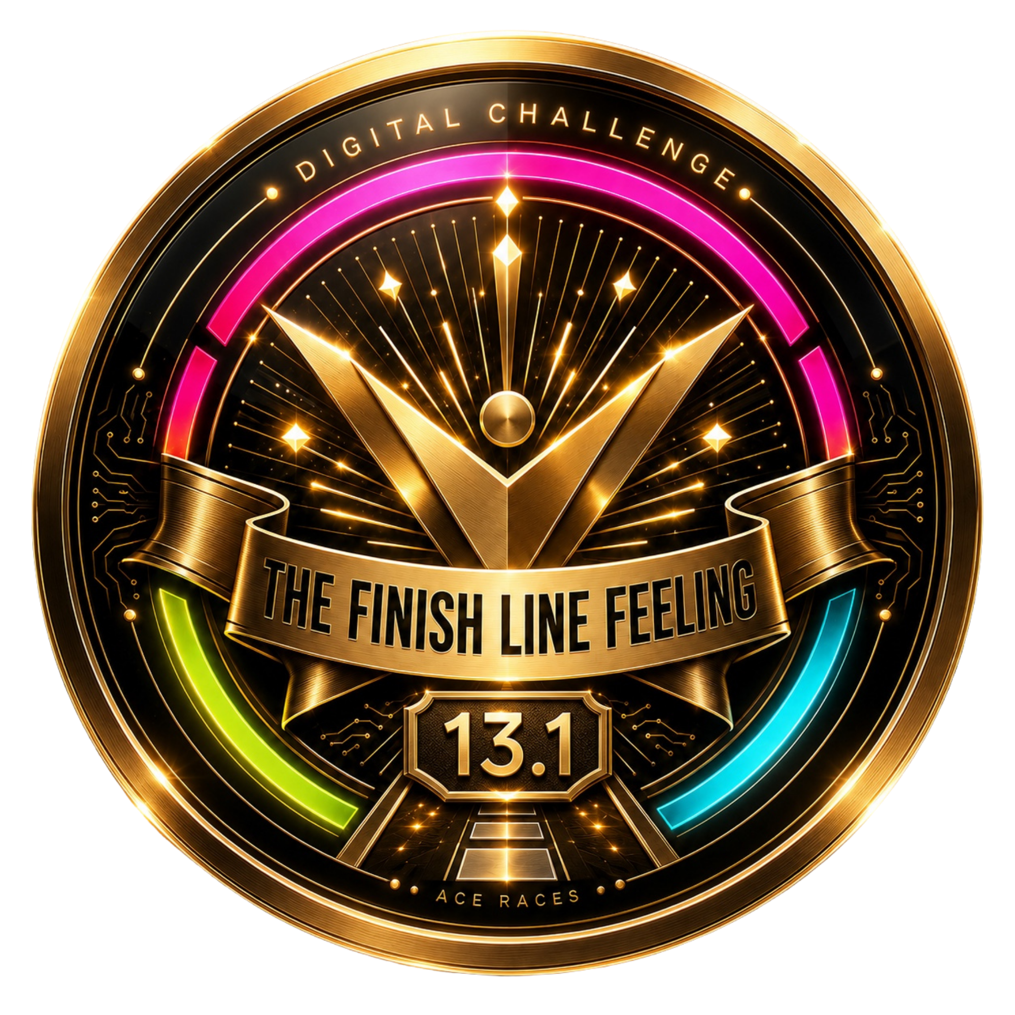 The Finish Line Feeling 13.1 transparent digital challenge badge