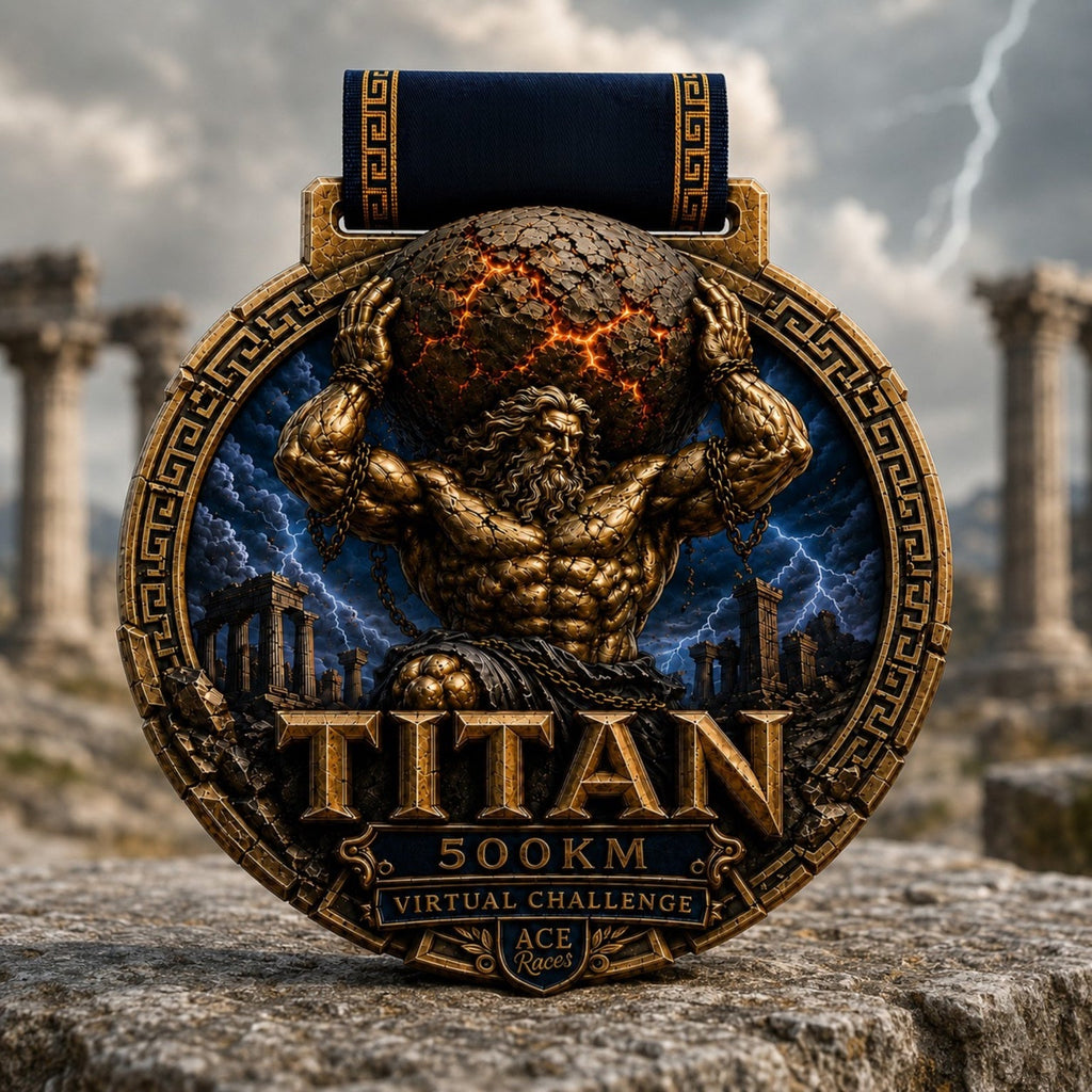 Titan 500km Virtual Challenge medal close-up