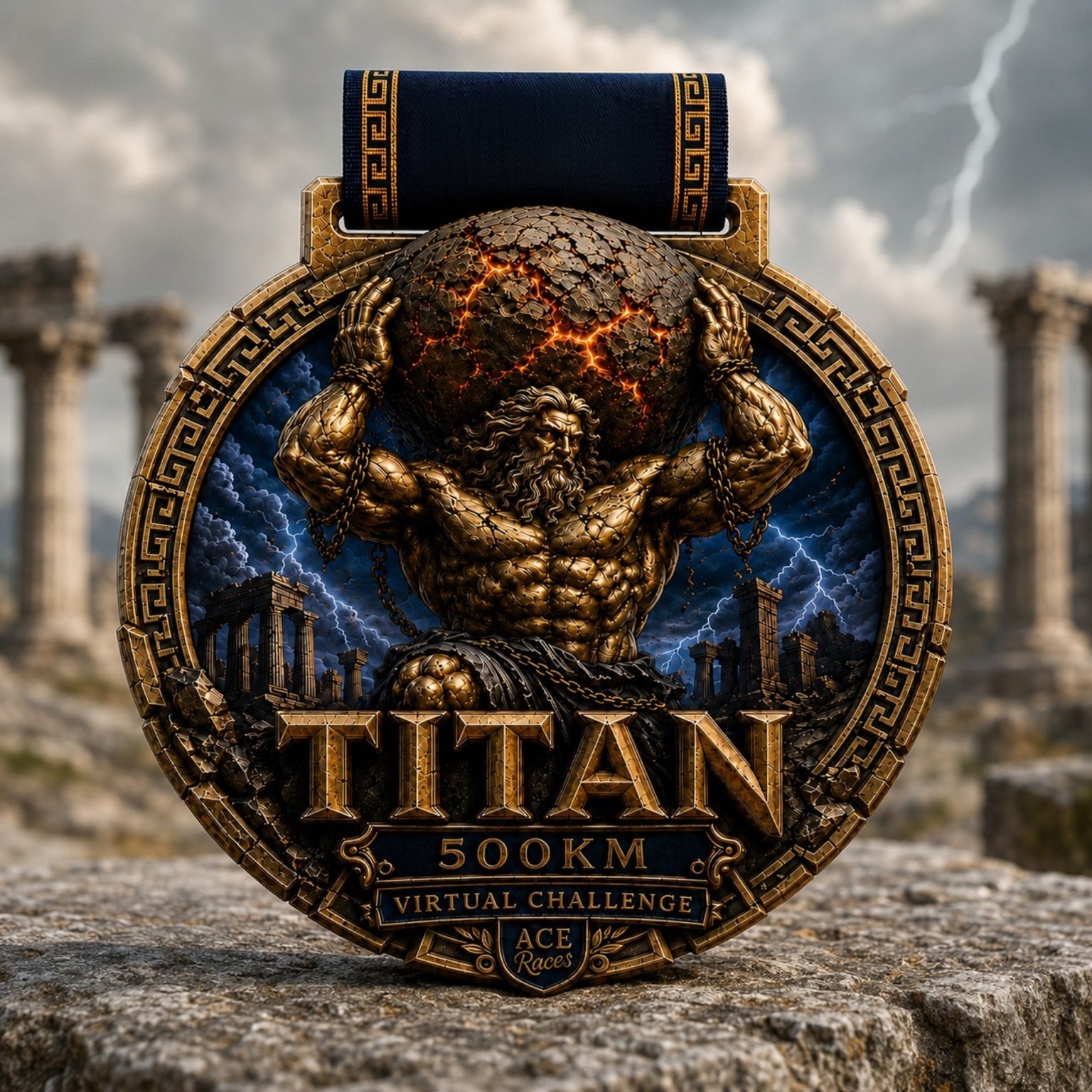 Titan 500km Virtual Challenge medal close-up