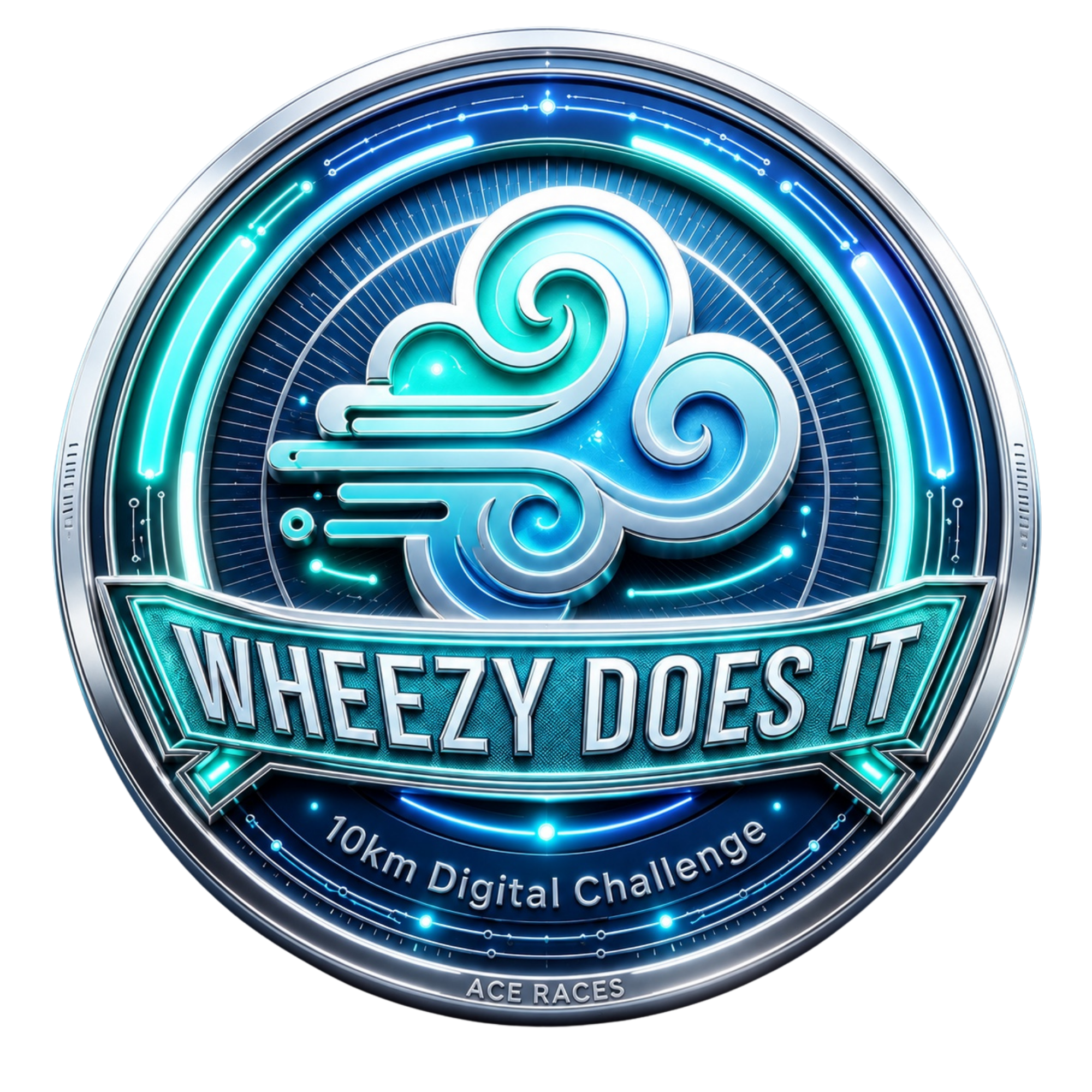 Wheezy Does It 10km transparent digital challenge badge