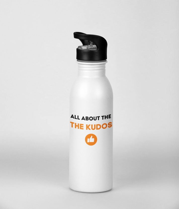 Aluminium 600ml Sports Water Bottle with Integrated Straw- 'All About The Kudos'