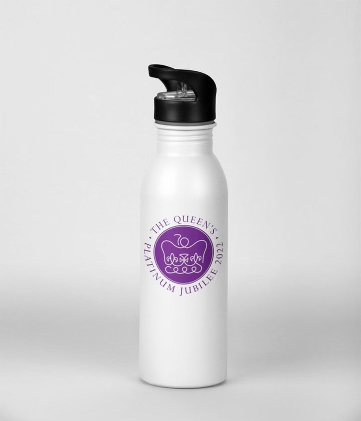 Aluminium 600ml Sports Water Bottle with Integrated Straw- 'The Platinum Jubilee'